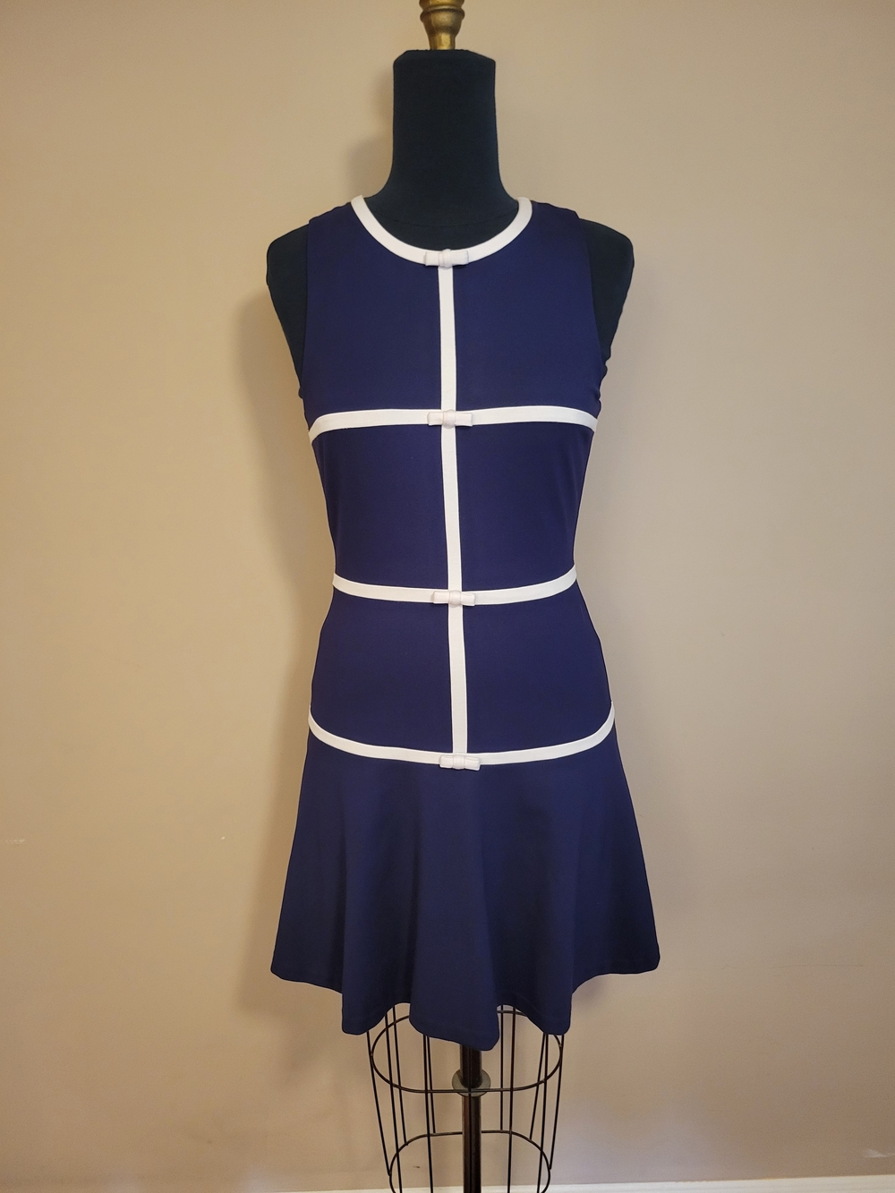 Lilly Pulitzer Clsncie Navy and White Sleeveless Fit-and-Flare Dress